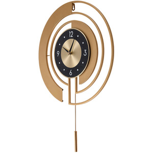 18 Inch Modern Decorative Non-Ticking Wall Clock with Pendulum - Gold + Black by Livingandhome