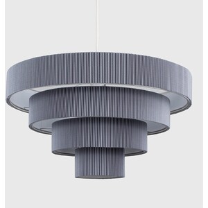 Modern 4 Tier Dark Grey Fabric Ceiling Pendant Light Shade - Grey by ValueLights