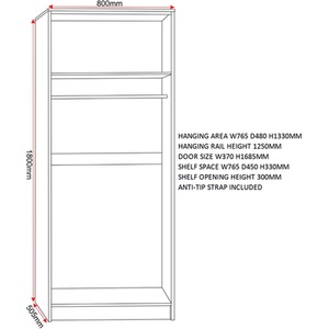 Malvern 2 Door Wardrobe Bedroom Set - White by Seconique