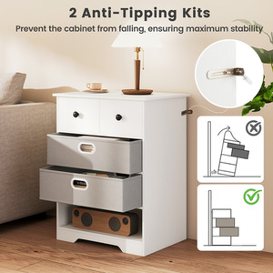 4-Drawer Dresser Modern Chest Storage Organizer - White by Costway