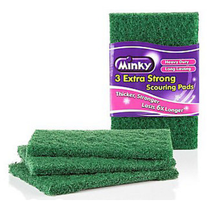 Pack of 3 Extra Strong Flat Scouring Pads - Green