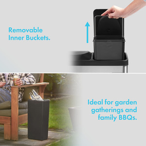 Recycling Kitchen Bin Stainless Steel 45L - Silver by VonHaus