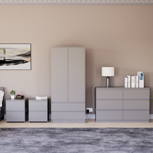 Denver Bedroom Set (2 Drawer Bedside (x2), 6 Drawer Chest, 2 Door Wardrobe) by Vida Designs