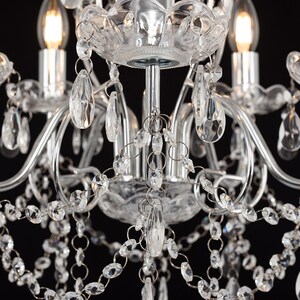 5 Way Silver Chrome Ceiling Light Chandelier With Lead Crystal Droplets - Silver by ValueLights