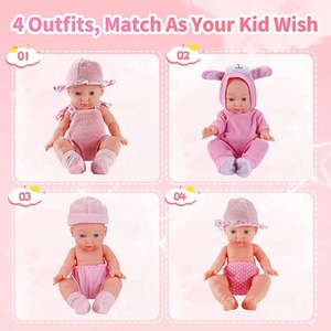 26 Piece Baby Doll with Carry Cot 4 Outfit Sets and Carrying Case - Pink