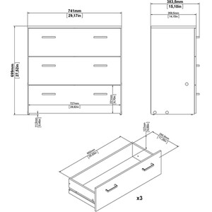 Space 3 Piece Bedroom Set - Oak