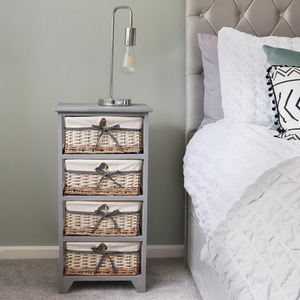 JVL Sherborne 4 Drawer Willow Storage Unit - GREY by JVL