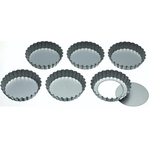 KitchenCraft Set of Six 10cm Loose Base Tart Tins - Grey by KitchenCraft