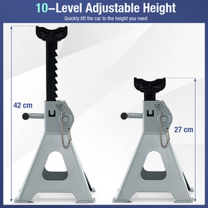 2 Tons Heavy-duty Steel High Lift Jack Stands - Grey by Costway