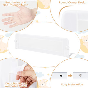 152cm Swing Down Baby Bed Guard Rail by Costway