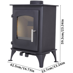 Freestanding Cast Iron Multi-Fuel Stove - Black / 75kg by Livingandhome
