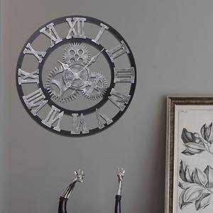 Industrial Large Luxury Silent Wall Clock for Home Decor - Silver by Livingandhome