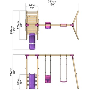 Wooden Swing Set with Slide by Rebo