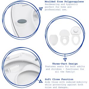 Soft Close Family Toilet Seats - White - Pack of 2 - White by Harbour Housewares