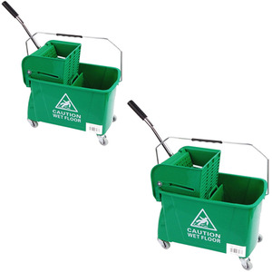 20L Green Kentucky Mop Bucket With Wheels and Handle - Green by STORM TRADING GROUP