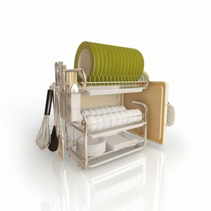 3 Tier Chrome Dish Drainer and Plates Holder - WHITE by Modcraft