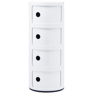 Round Beside Table Filling Cabinet Chest Unit Stockable - White / 4 by Livingandhome