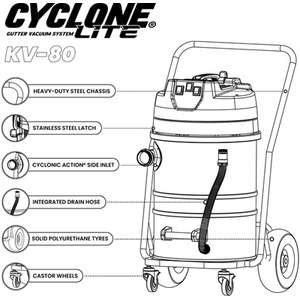 Cyclone Lite KV80 Gutter Vacuum 3600W Side Entry by Kiam Products
