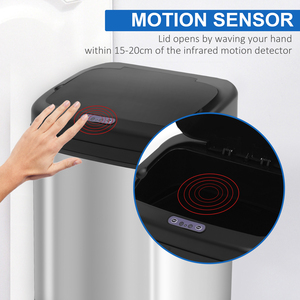 HOMCOM Stainless Steel Automatic Sensor Dustbin - Silver and Black by HOMCOM