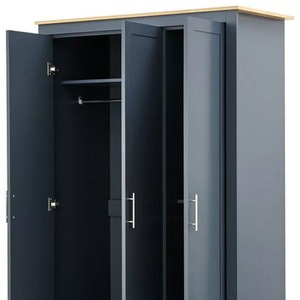 4 Piece Bedroom Set Wardrobee 2 Bedside Table Drawer Cabinet - Dark Grey and Natural by Wyld and Coco