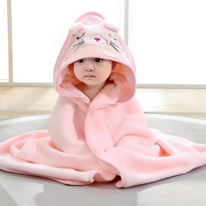 Animal Cartoon Bath Towel Baby Hooded - Pink by Dyzi