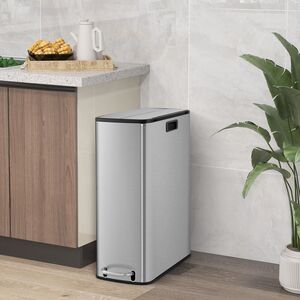 Recycle Pedal Kitchen Trash Can - Silver by Costway