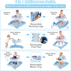6 in 1 Anti-Rollover Toddler Walker - Blue by Costway