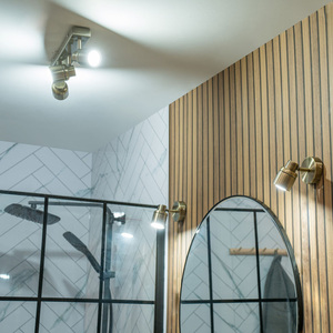 Benton IP44 Bathroom 3 Way Bar Ceiling Spotlight and Warm LED Bulbs - Brass by ValueLights