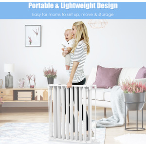 6-Panel Baby Pet Gate Baby Safety Playpen - White by Costway