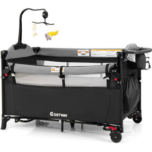 5-in-1 Baby Bassinet Bedside Sleeper - Black by Costway