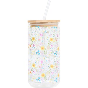 In Bloom Drinking Jar with Straw - Multicolour