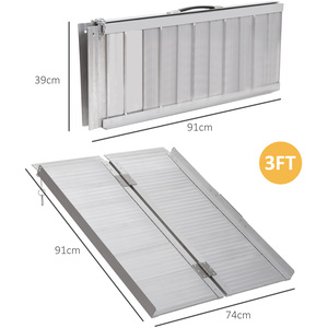 HOMCOM 3ft Aluminium Folding Wheelchair Ramp And Mobility Suitcase - Silver by HOMCOM