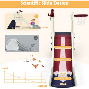 6-In-1 Toddler Climber Slide Playset - Blue & White by Costway