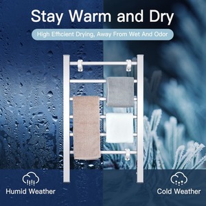 2-in-1 Electric Towel Warmer with 6 Bars - Silver by GAINOOM