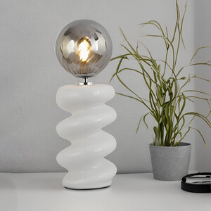 Penny Table Lamp - White and Smoke