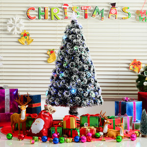 HOMCOM Artificial Christmas Xmas Tree with LED Snowflake - Green / 4ft by HOMCOM