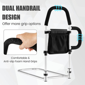 Medical Bed Mobility Assist Bar Bed Rails - Silver by Costway