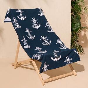 Anchor Beach Bath Towel - Navy by OHS