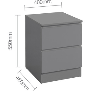 3 Piece Furniture Set Chest of Drawers Bedside Tables Birlea Oslo - Grey by Birlea