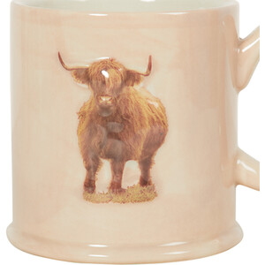 Tankard Embossed Highland Cow Mug - Peach