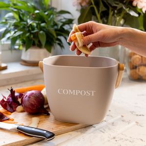 Natural Elements Eco-Friendly Bamboo Fibre Compost Bin - Grey by KITCHENCRAFT