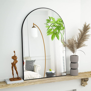 Arched Black Aluminum Alloy Frame Wall Mirror - Clear / 40cm / 60cm by Livingandhome
