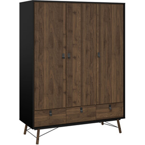 Ry 3 Piece Bedroom Set - Matt Black and Walnut