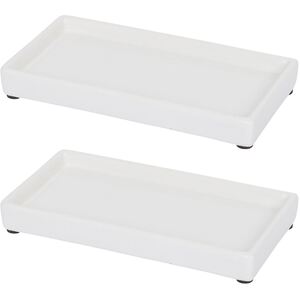 Ceramic Soap Dispenser Trays - White - Pack of 2 - White by Harbour Housewares