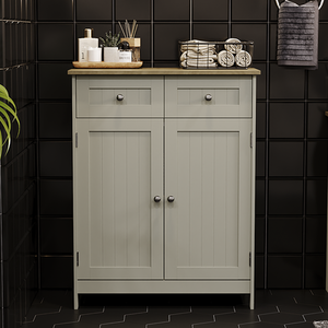 Priano 2 Drawer 2 Door Freestanding Cabinet - Grey by Vida Designs