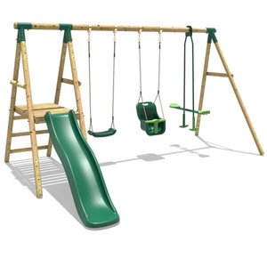 Wooden Swing Set with Slide by Rebo