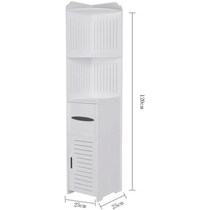 3.9FT Corner Wooden Storage Cabinet - White by Livingandhome