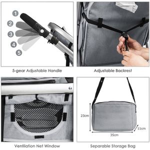 2-in-1 Baby Stroller Pushchair - Grey by Costway