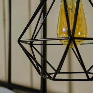 Casco Black Ceiling Light Pendant With Black Wire Shade - Black by ValueLights