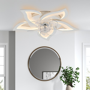 Flower-Shaped Low-Noise Ceiling Fan Light - White by Livingandhome